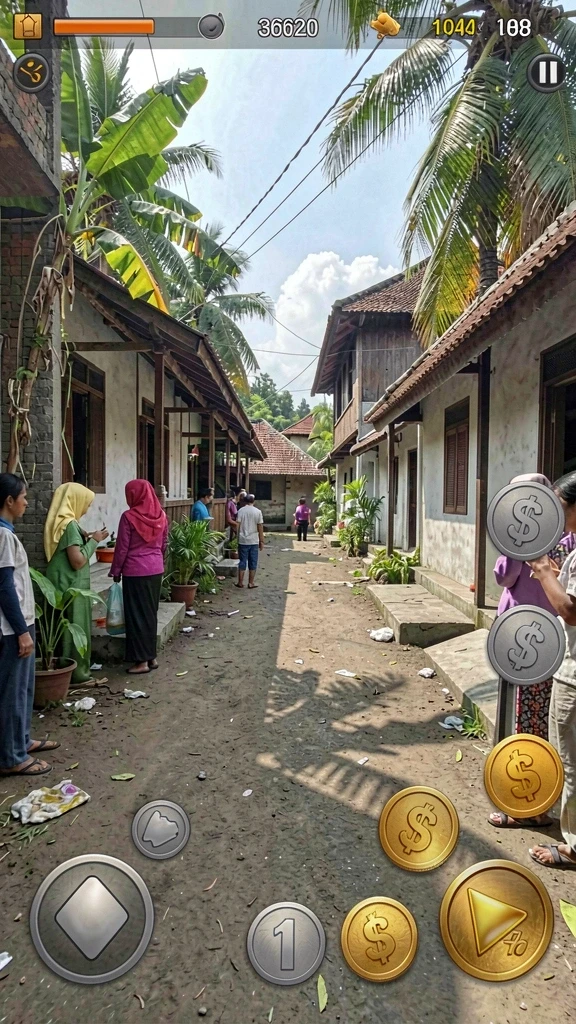 Contoh tampilan level yang menantang dalam permainan.