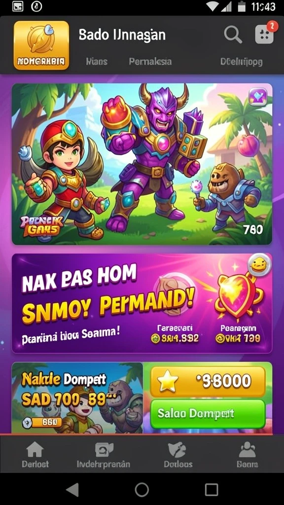 Tampilan karakter yang berwarna-warni dan menarik.